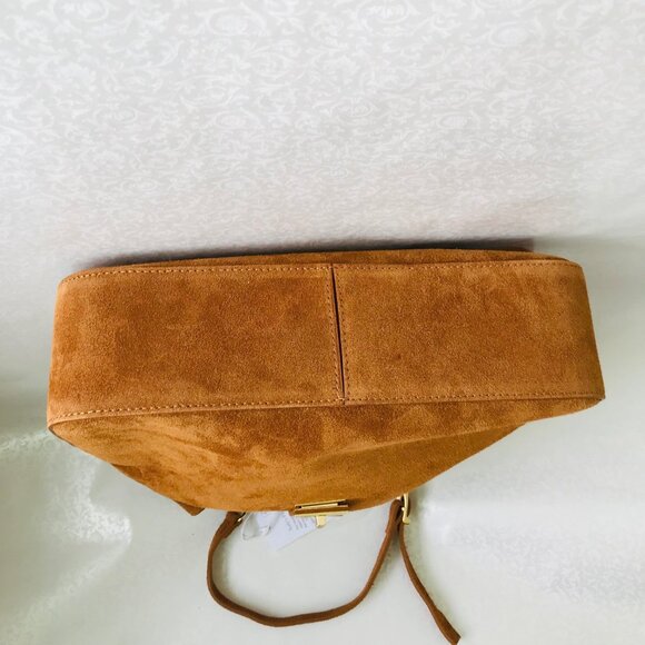 Viola Castellani  Double Compartment Suede  Turn Lock  Shoulder /Crossbody  Bag - Picture 6 of 12